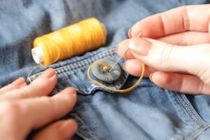 how to sew a button on pants